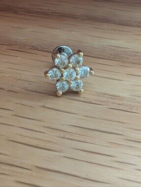 14K Gold Cubic Zirconia BVLA  Cartilage Earring